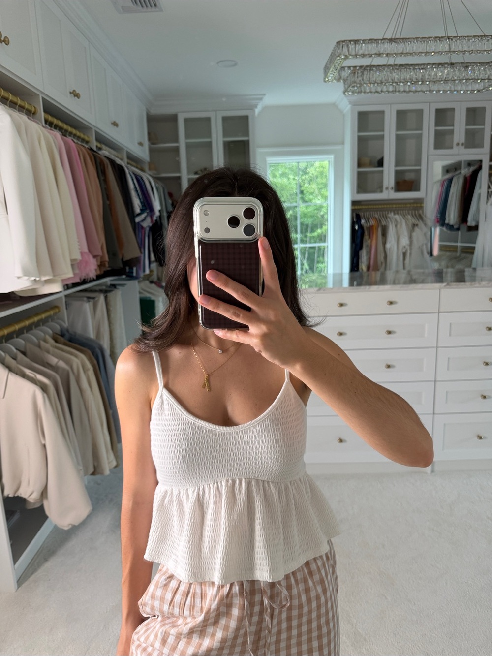 Lulu's White Smocked Peplum Cami
